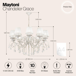 MAYTONI Żyrandol Grace 40W E14 ARM247-10-G