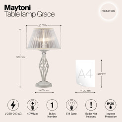 MAYTONI Lampa stołowa Grace 40W E14 ARM247-00-G