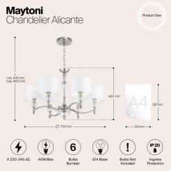 MAYTONI Żyrandol Alicante 40W E14 MOD014CL-06N