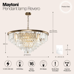 MAYTONI Lampa wisząca Revero 40W E14 MOD085PL-16BS