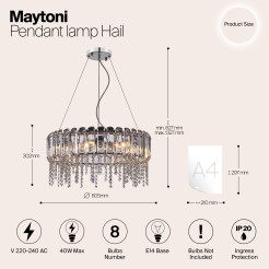 MAYTONI Lampa wisząca Hail 40W E14 MOD097PL-08CH