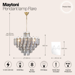 MAYTONI Lampa wisząca Flare 40W E14 DIA200PL-08G