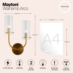 MAYTONI Lampa ścienna (kinkiet) Arco 40W G9 MOD223WL-02BS