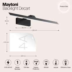 MAYTONI Kinkiet Podświetlenie Decart 12W LED 800lm 4000K 80 CRI  MIR010WL-L12B4K
