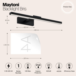 MAYTONI Kinkiet Podświetlenie Bris 12W LED 820lm 4000K 80 CRI  MIR008WL-L12B4K