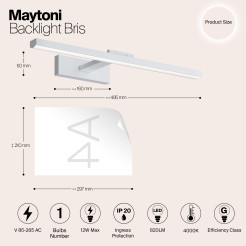 MAYTONI Kinkiet Podświetlenie Bris 12W LED 820lm 4000K 80 CRI  MIR008WL-L12W4K