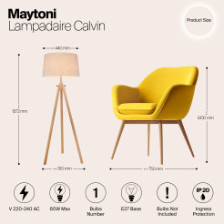 MAYTONI Lampa podłogowa Calvin 60W E27 Z177-FL-01-BR