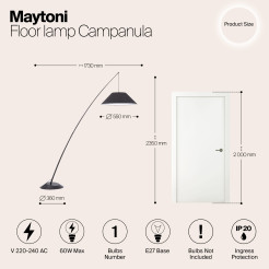 MAYTONI Lampa podłogowa Campanula 60W E27 Z002FL-01B