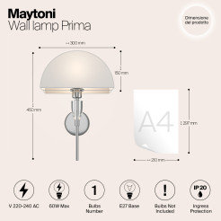 MAYTONI Lampa ścienna (kinkiet) Prima 60W E27 Z034WL-01CH