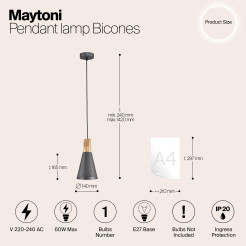 MAYTONI Lampa wisząca Bicones 60W E27 P359-PL-140-C