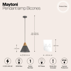 MAYTONI Lampa wisząca Bicones 60W E27 P359-PL-220-C