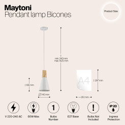MAYTONI Lampa wisząca Bicones 60W E27 P359-PL-140-W