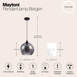 MAYTONI Lampa wisząca Bergen 60W E27 T314-11-B