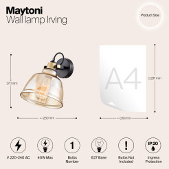 MAYTONI Lampa ścienna (kinkiet) Irving 40W E27 T163-01-R