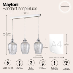 MAYTONI Lampa wisząca Blues 40W E14 MOD044-PL-03-N