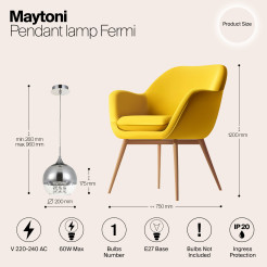 MAYTONI Lampa wisząca Fermi 60W E27 P140-PL-110-1-N