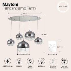 MAYTONI Lampa wisząca Fermi 60W E27 P140-PL-170-5-N