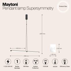 MAYTONI Lampa wisząca Supersymmetry 18W LED 1000lm 4000K 80 CRI Dimmable  P096PL-L11BK1