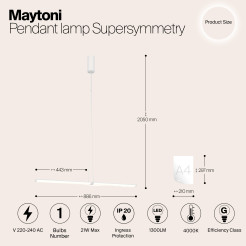MAYTONI Lampa wisząca Supersymmetry 21W LED 1300lm 4000K 80 CRI Dimmable  P096PL-L11WK1