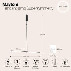 MAYTONI Lampa wisząca Supersymmetry 17W LED 880lm 4000K 80 CRI  P096PL-L11BK