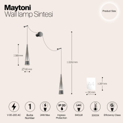 MAYTONI Lampa ścienna (kinkiet) Sintesi 24W LED 840lm 3000K 80 CRI  P090WL-L24CH3K