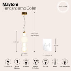 MAYTONI Lampa wisząca Collar 17W LED 950lm 3000K 80 CRI  P069PL-L17G3K