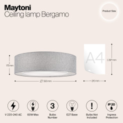 MAYTONI Lampa sufitowa Bergamo 60W E27 MOD613CL-04GR
