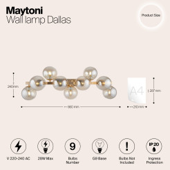 MAYTONI Lampa ścienna (kinkiet) Dallas 28W G9 MOD547WL-09G