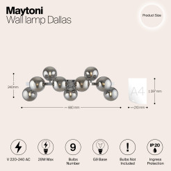 MAYTONI Lampa ścienna (kinkiet) Dallas 28W G9 MOD547WL-09CH