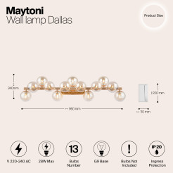 MAYTONI Lampa ścienna (kinkiet) Dallas 28W G9 MOD547WL-13G