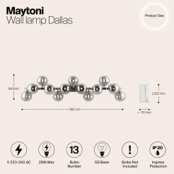 MAYTONI Lampa ścienna (kinkiet) Dallas 28W G9 MOD547WL-13CH