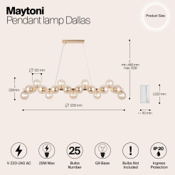 MAYTONI Lampa wisząca Dallas 28W G9 MOD547PL-25G