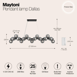 MAYTONI Lampa wisząca Dallas 28W G9 MOD547PL-25B
