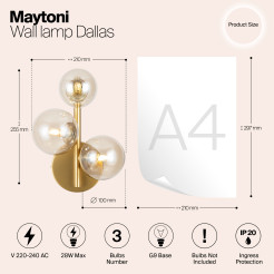 MAYTONI Lampa ścienna (kinkiet) Dallas 28W G9 MOD545WL-03G