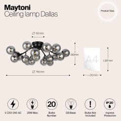MAYTONI Lampa sufitowa Dallas 28W G9 MOD545CL-20B