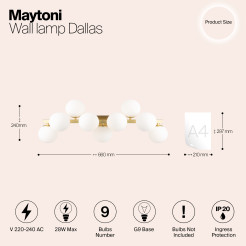 MAYTONI Lampa ścienna (kinkiet) Dallas 28W G9 MOD547WL-09BS