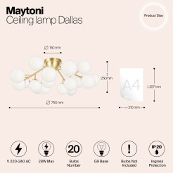 MAYTONI Lampa sufitowa Dallas 28W G9 MOD545CL-20BS