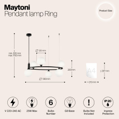 MAYTONI Lampa wisząca Ring 25W G9 MOD013PL-06B