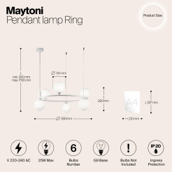 MAYTONI Lampa wisząca Ring 25W G9 MOD013PL-06W