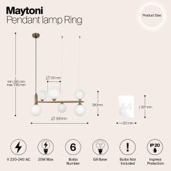 MAYTONI Lampa wisząca Ring 25W G9 MOD013PL-06BS1