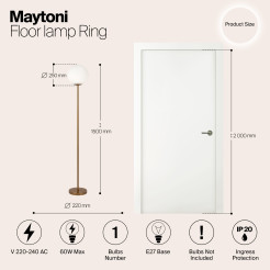 MAYTONI Lampa podłogowa Ring 60W E27 MOD013FL-01BS