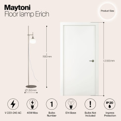 MAYTONI Lampa podłogowa Erich 40W E14 MOD221-FL-01-N