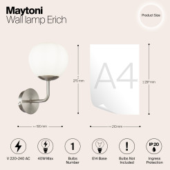 MAYTONI Lampa ścienna (kinkiet) Erich 40W E14 MOD221-WL-01-N