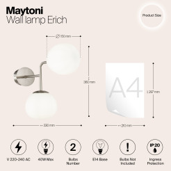 MAYTONI Lampa ścienna (kinkiet) Erich 40W E14 MOD221-WL-02-N