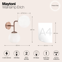 MAYTONI Lampa ścienna (kinkiet) Erich 40W E14 MOD221-WL-02-G