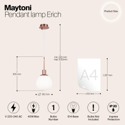 MAYTONI Lampa wisząca Erich 40W E14 MOD221-PL-01-G