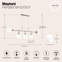 MAYTONI Lampa wisząca Erich 40W E14 MOD221-PL-05-N