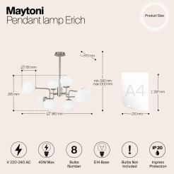 MAYTONI Lampa wisząca Erich 40W E14 MOD221-PL-08-N