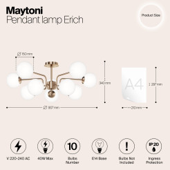 MAYTONI Lampa wisząca Erich 40W E14 MOD221PL-10G