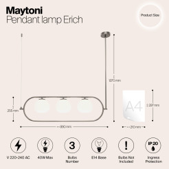 MAYTONI Lampa wisząca Erich 40W E14 MOD221PL-03N